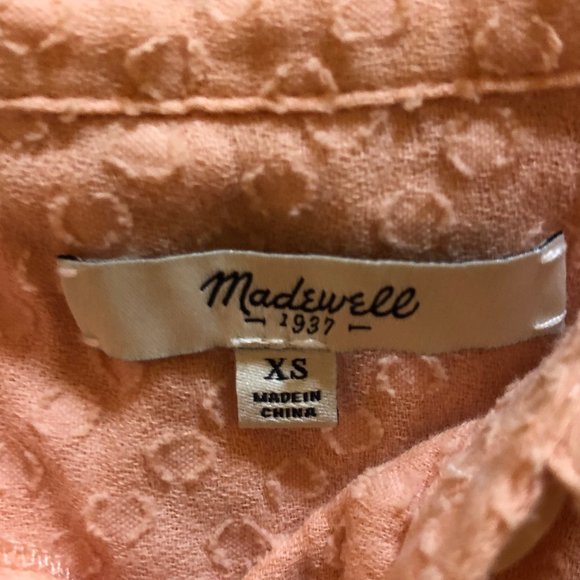 MADEWELL Peach Polka Dot Popover Blouse XS - Picture 6 of 8
